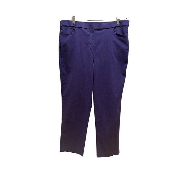 Alfred Dunner Womens Purple Pull-On Pants Sz 18 Stretch Rayon Straight-Leg Comfo - Picture 1 of 8